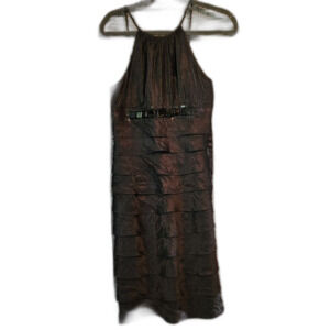 Cache Party Formal Dress Shimmering Ruffled Black size 2 LBD